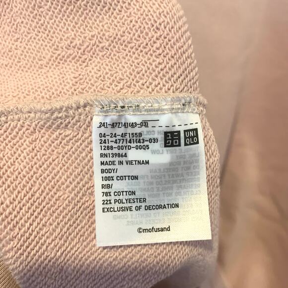 Mofusand x Uniqlo Collab Printed Embroidered Sweatshirt in Pink XXL - Picture 7 of 8